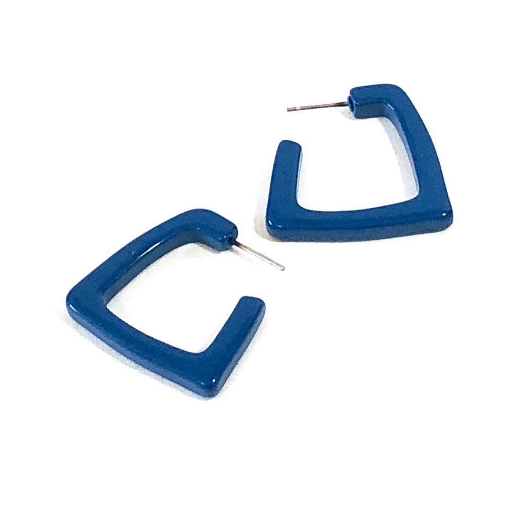 Aqua Angled Vintage Lucite Quad Hoop Earrings